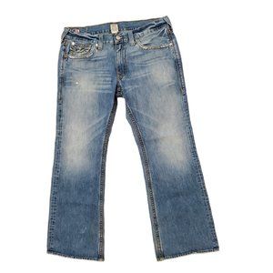 True Religion Billy QT 40 (Meas 39x32 10" Low Rise) Boot Cut Med Flap Jeans A19